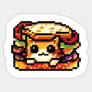 Pixel cat sandwich Sticker